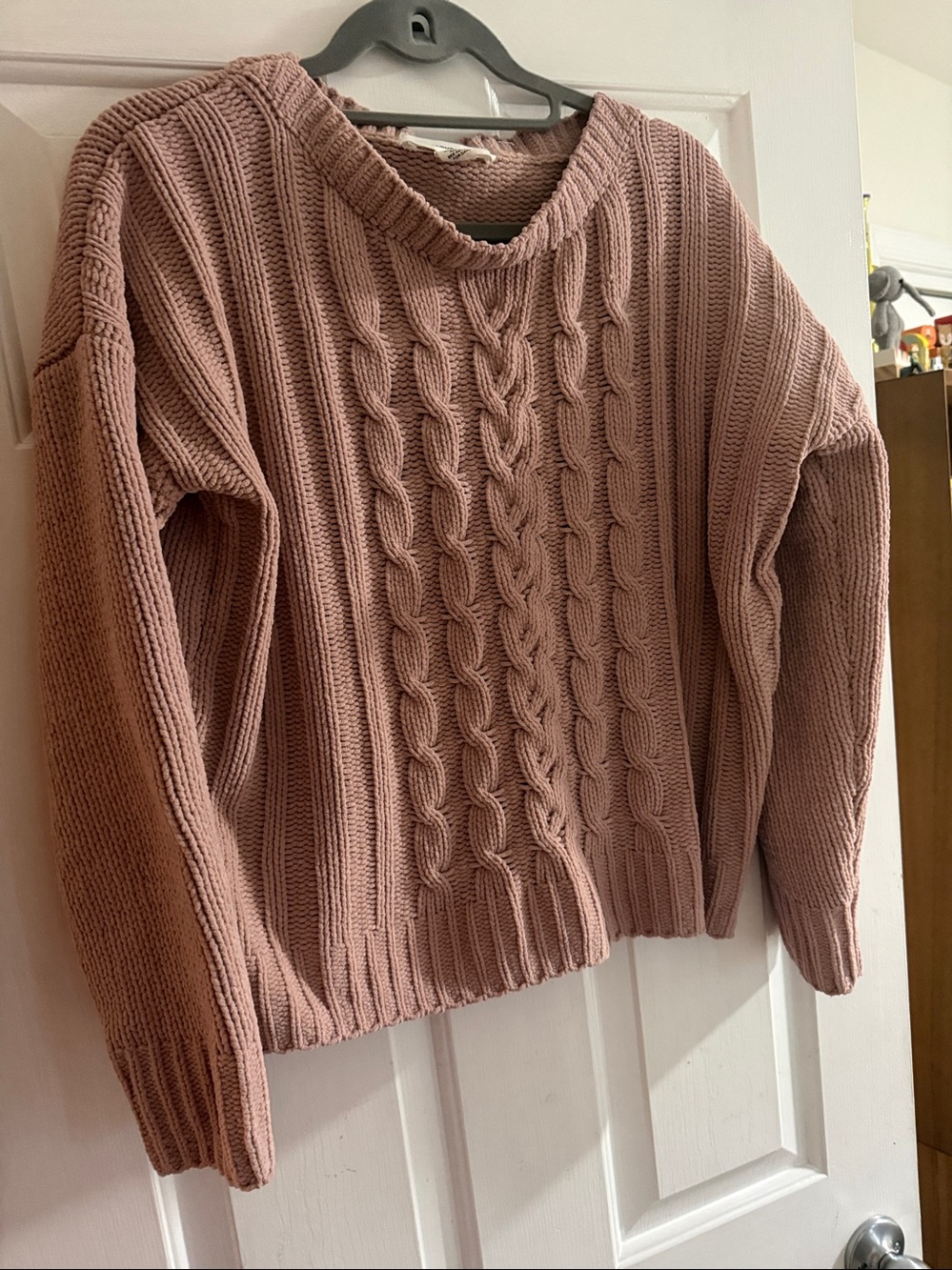 Workshop Republic Clothing Cable Knit Crewneck Sweater - Pink